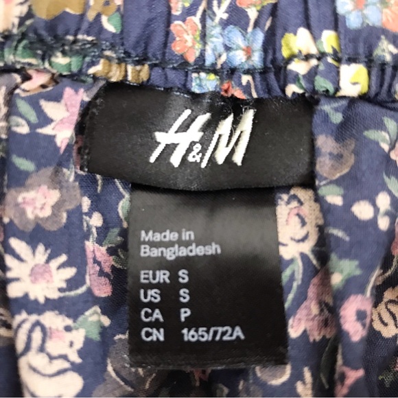 H&M Blue Paisley Print Fit & Flare‎ Mini Skirt Elastic Waist Cotton Size Small - Picture 4 of 9